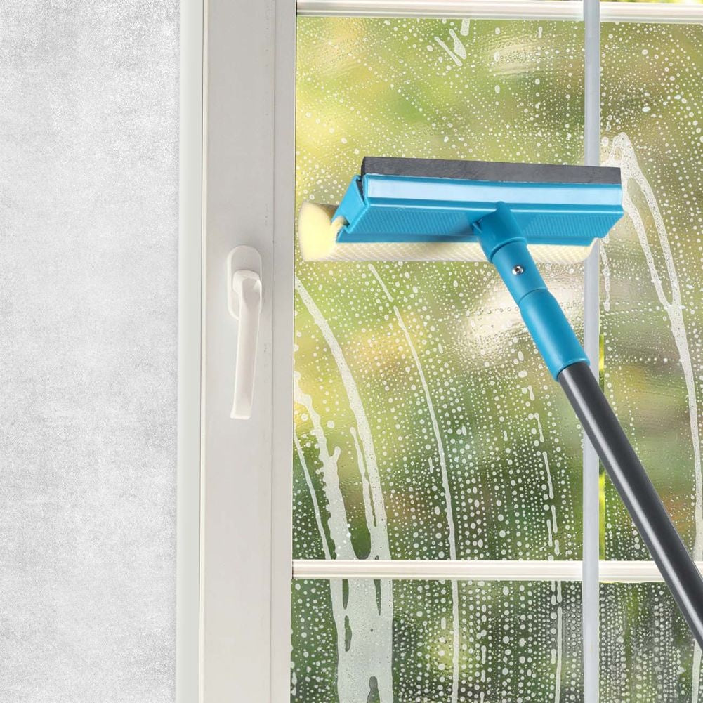 Window scraper with adjustable telescopic handle