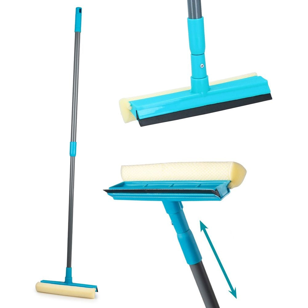 Window scraper with adjustable telescopic handle