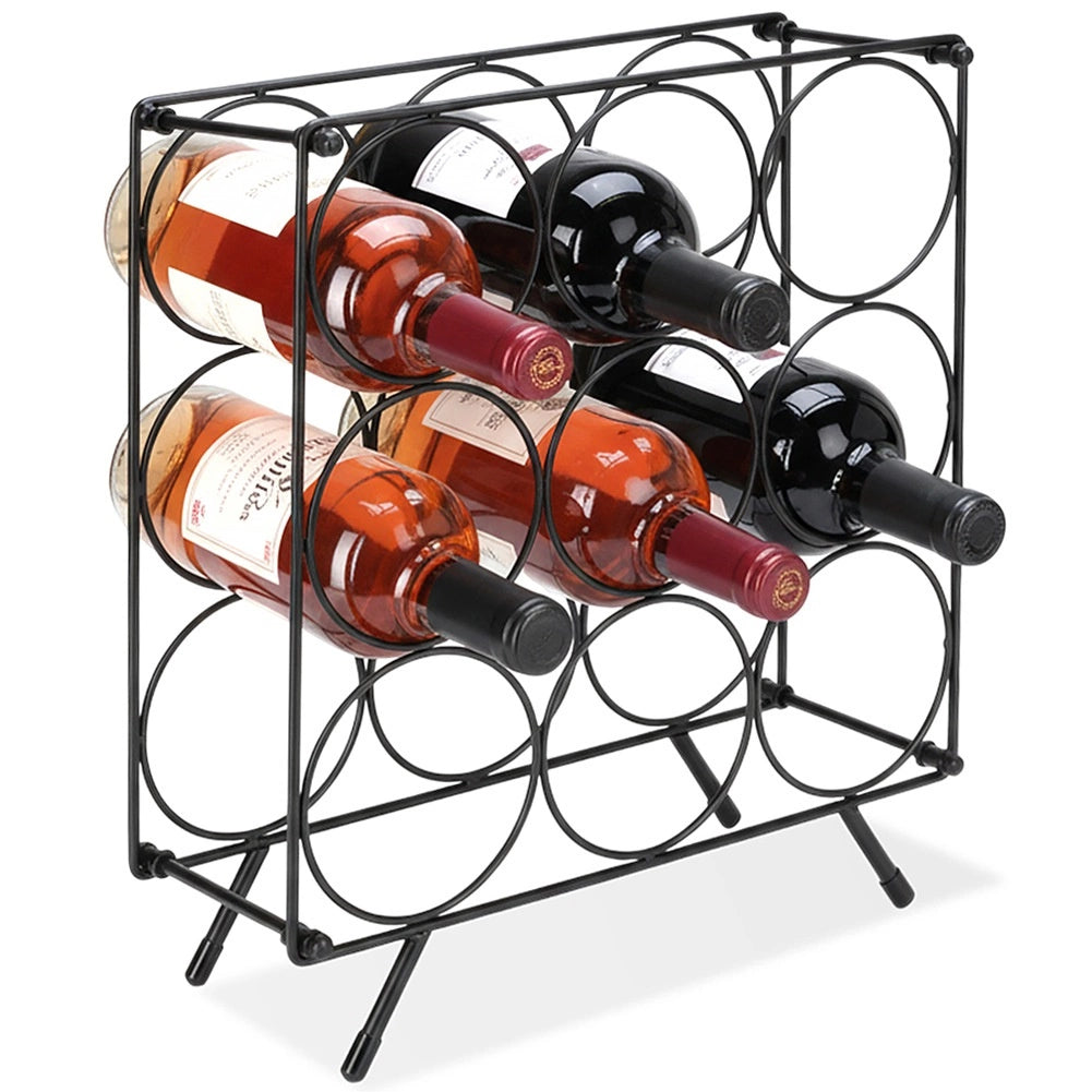 Wine Rack Metal Black – Holds 9 Bottles, Durable