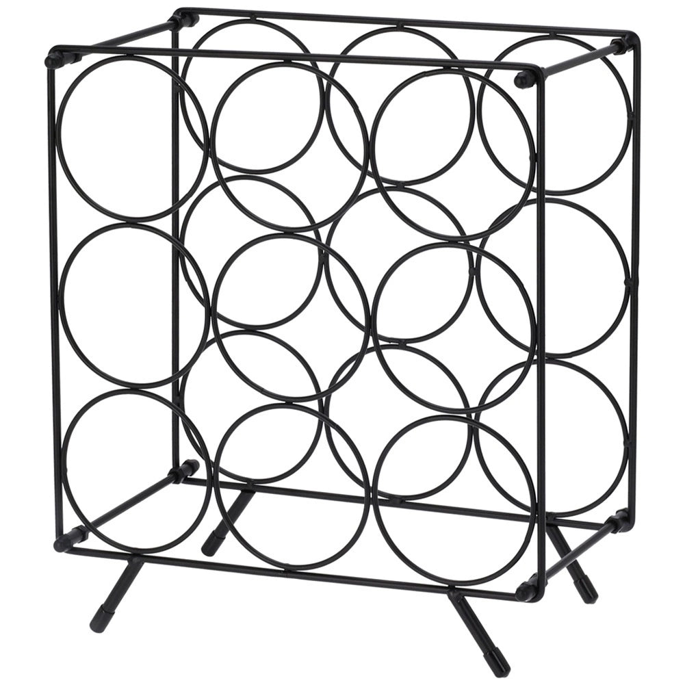 Wine Rack Metal Black – Holds 9 Bottles, Durable