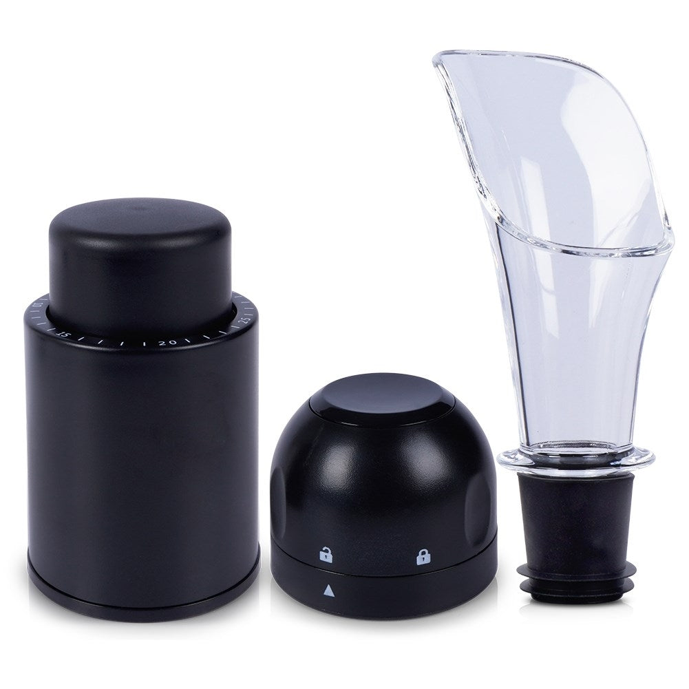 Wine accessory set: Vacuum cork, champagne cork and funnel