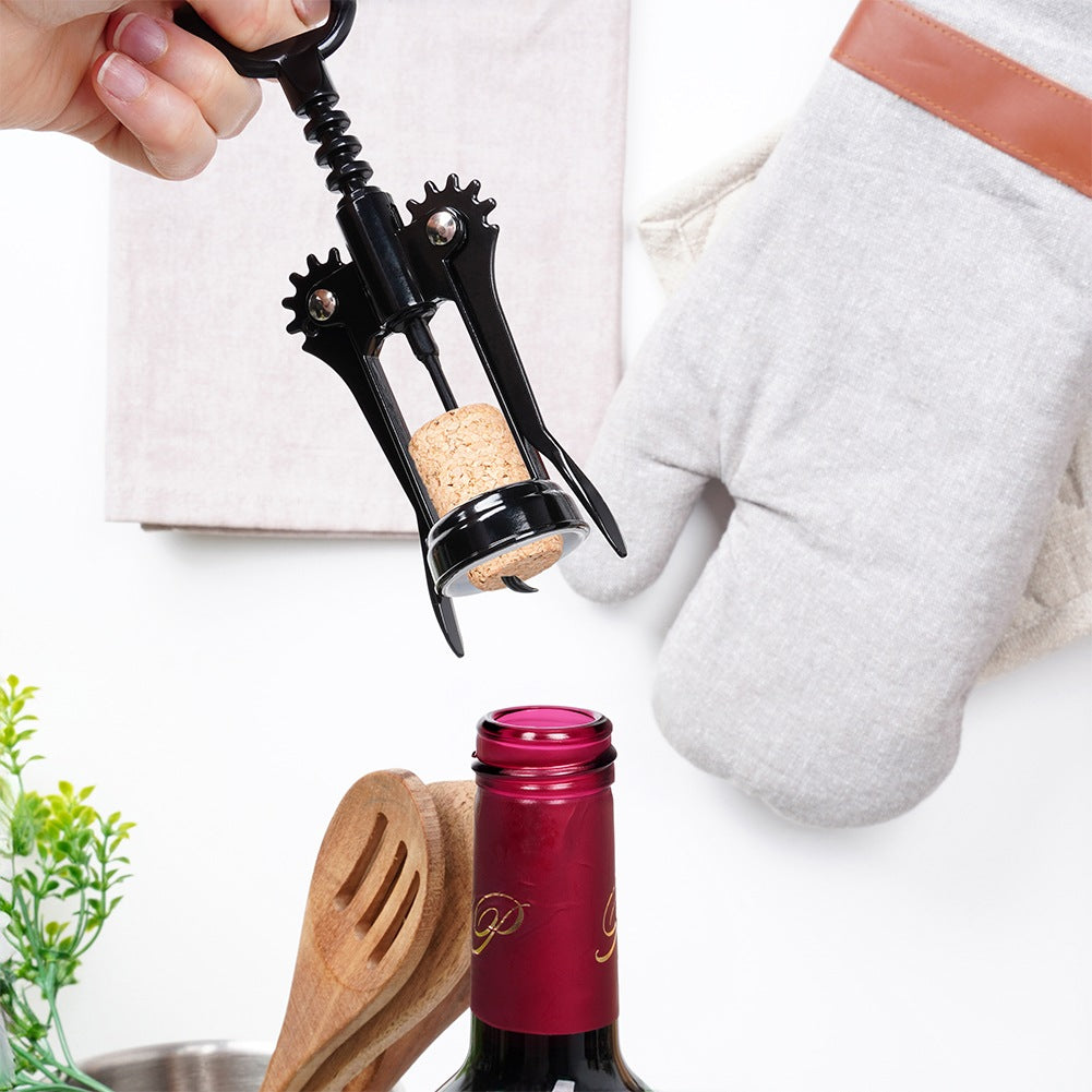 Wine corkscrew metal black 16 cm
