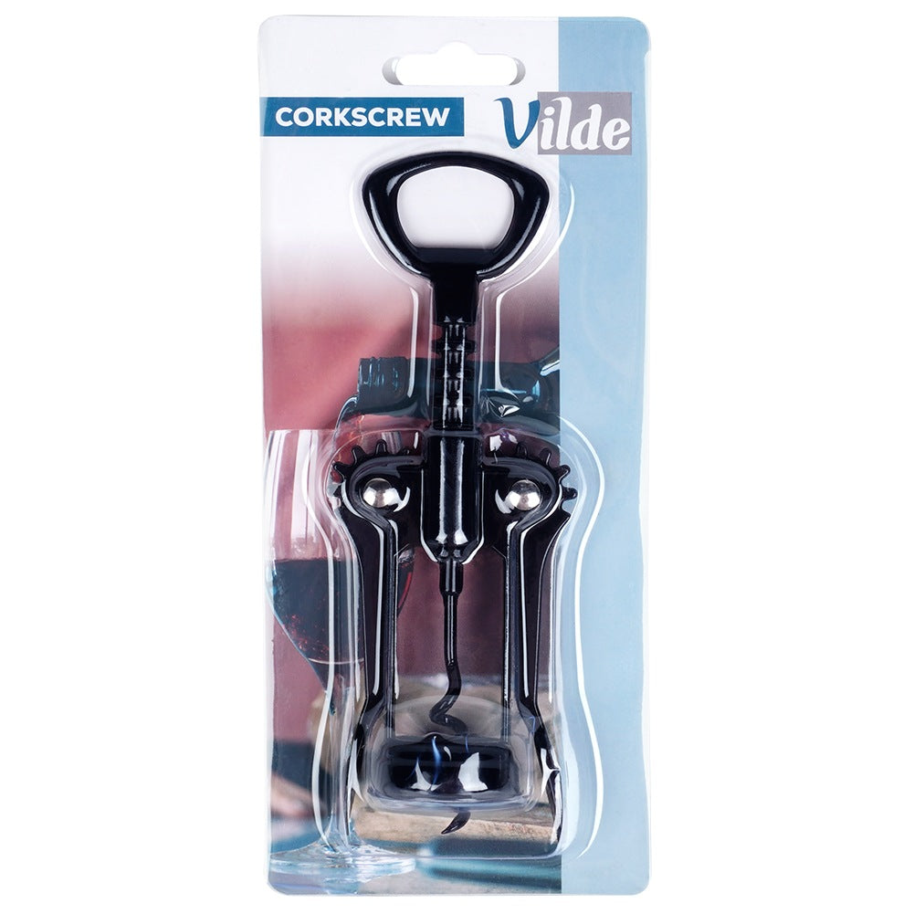 Wine corkscrew metal black 16 cm