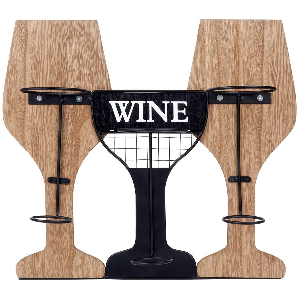 Wine rack in black metal and wood for wall mounting