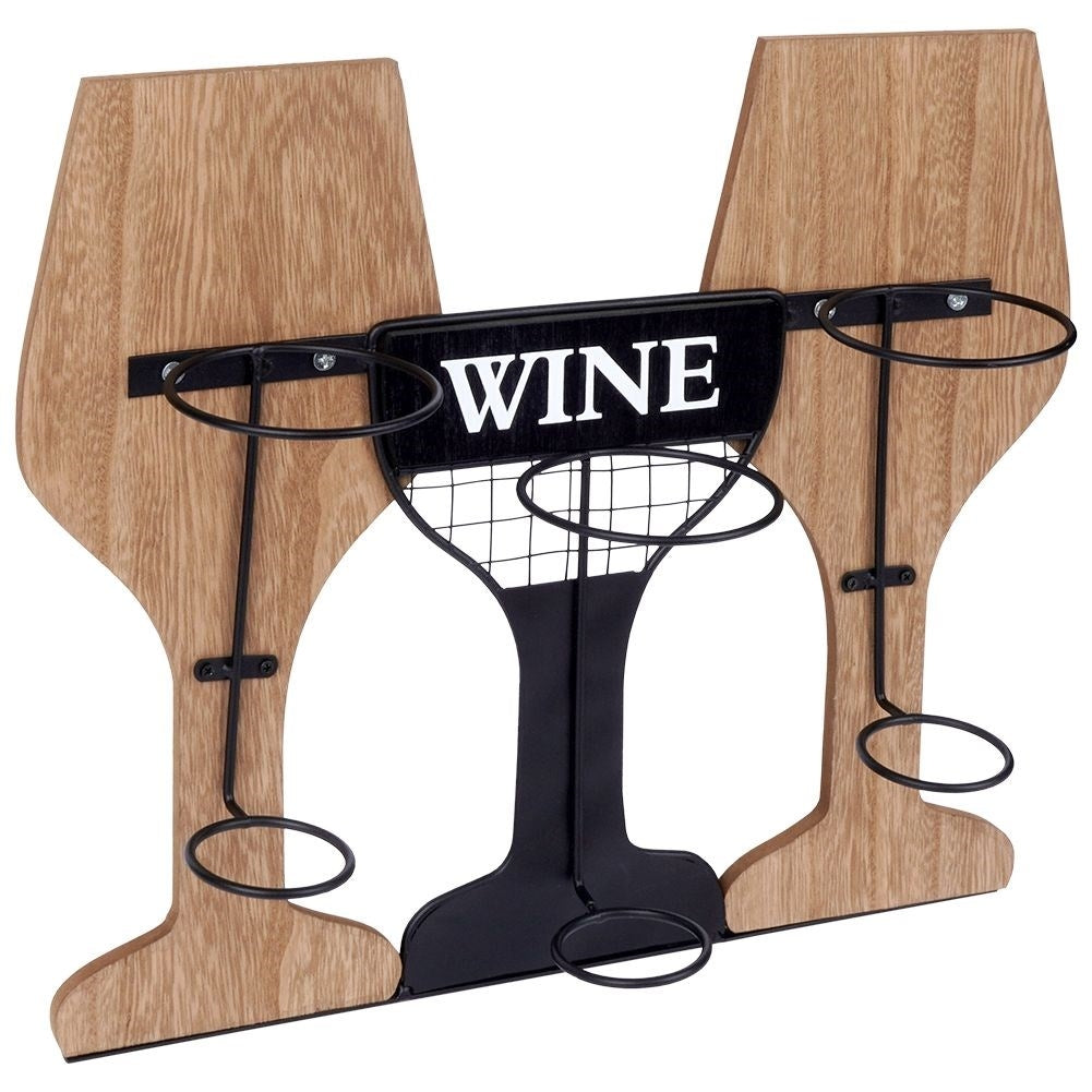 Wine rack in black metal and wood for wall mounting