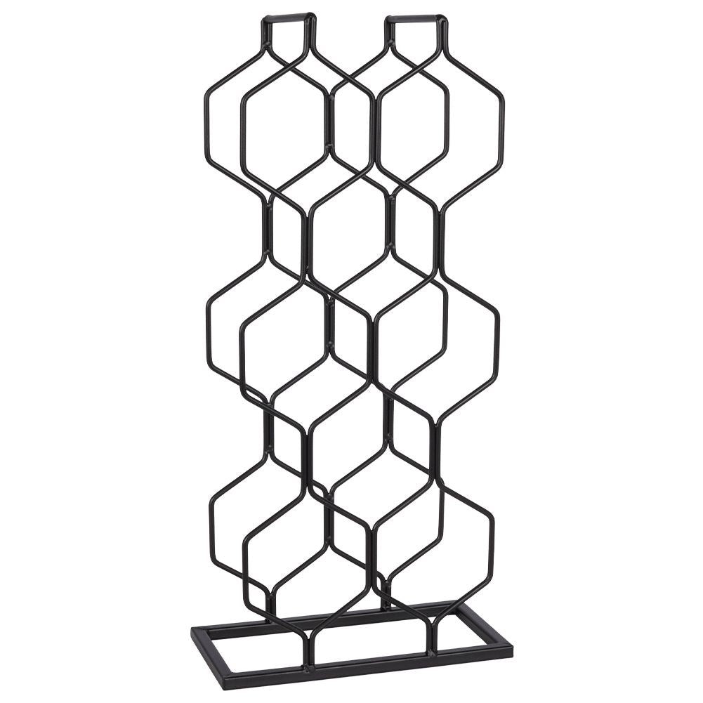 Wine rack in black metal for 8 bottles, floor or bench