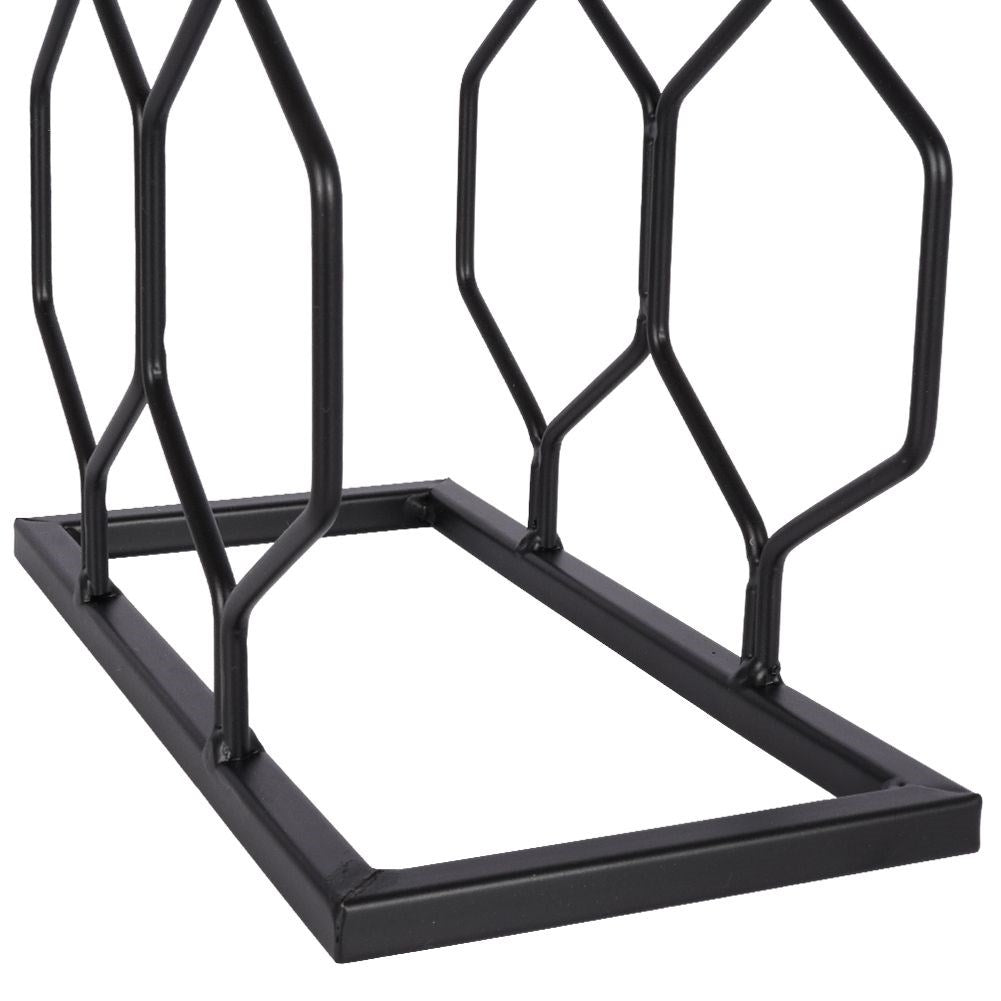 Wine rack in black metal for 8 bottles, floor or bench