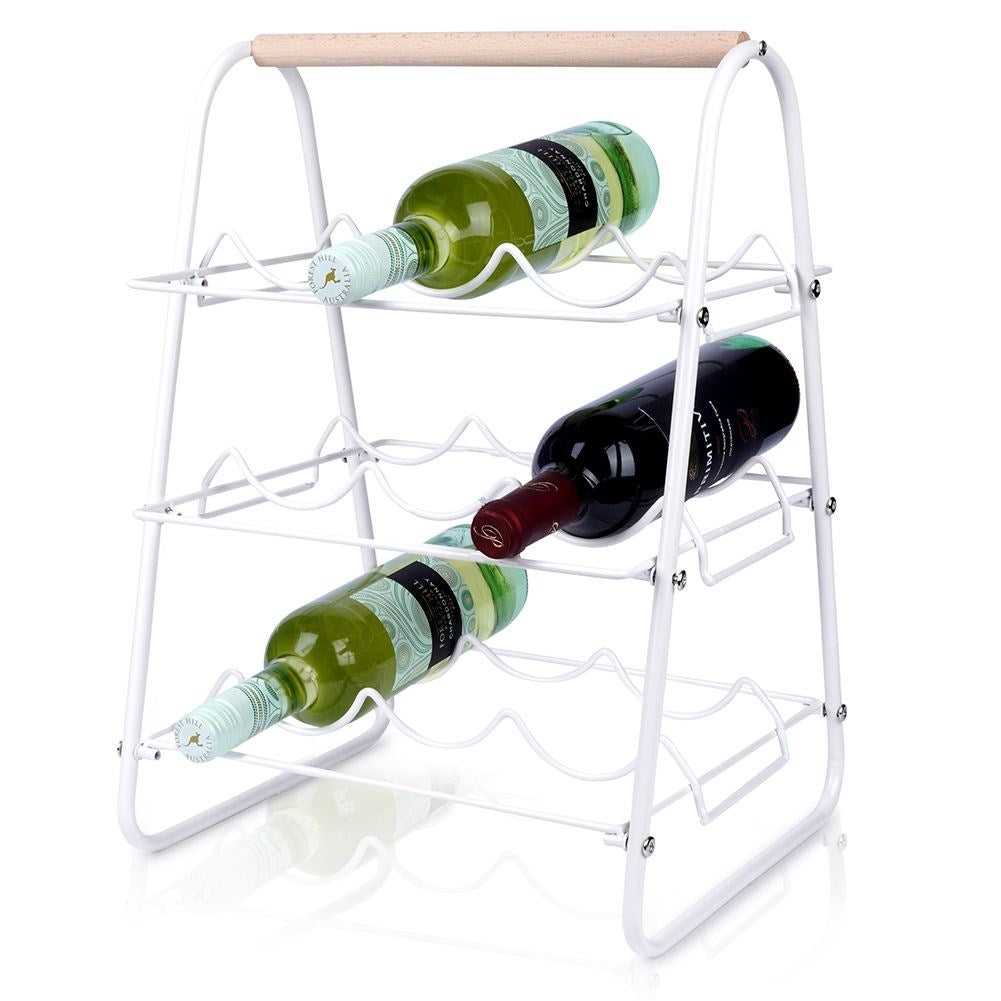 Wine rack in white metal for 9 bottles - elegant and practical