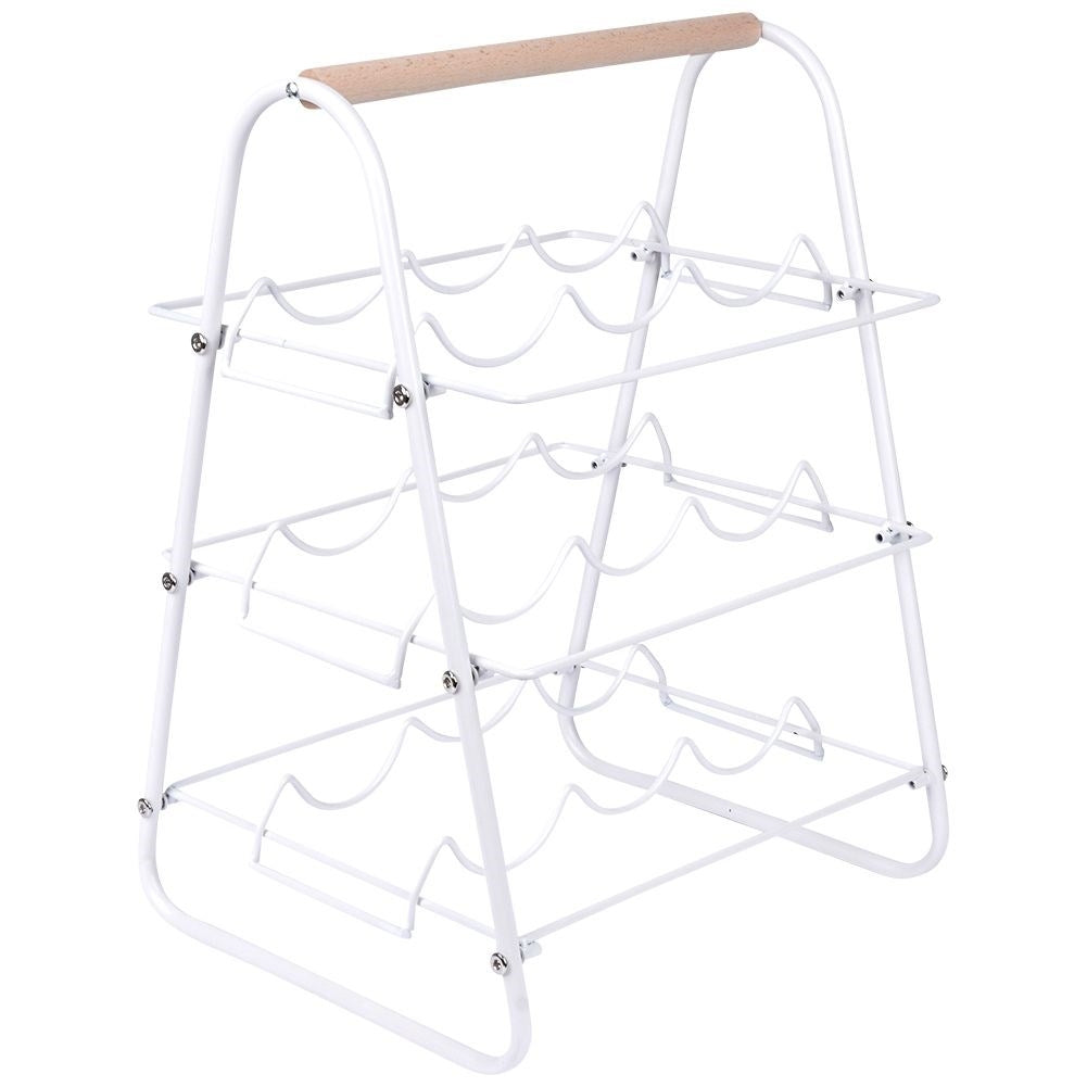 Wine rack in white metal for 9 bottles - elegant and practical