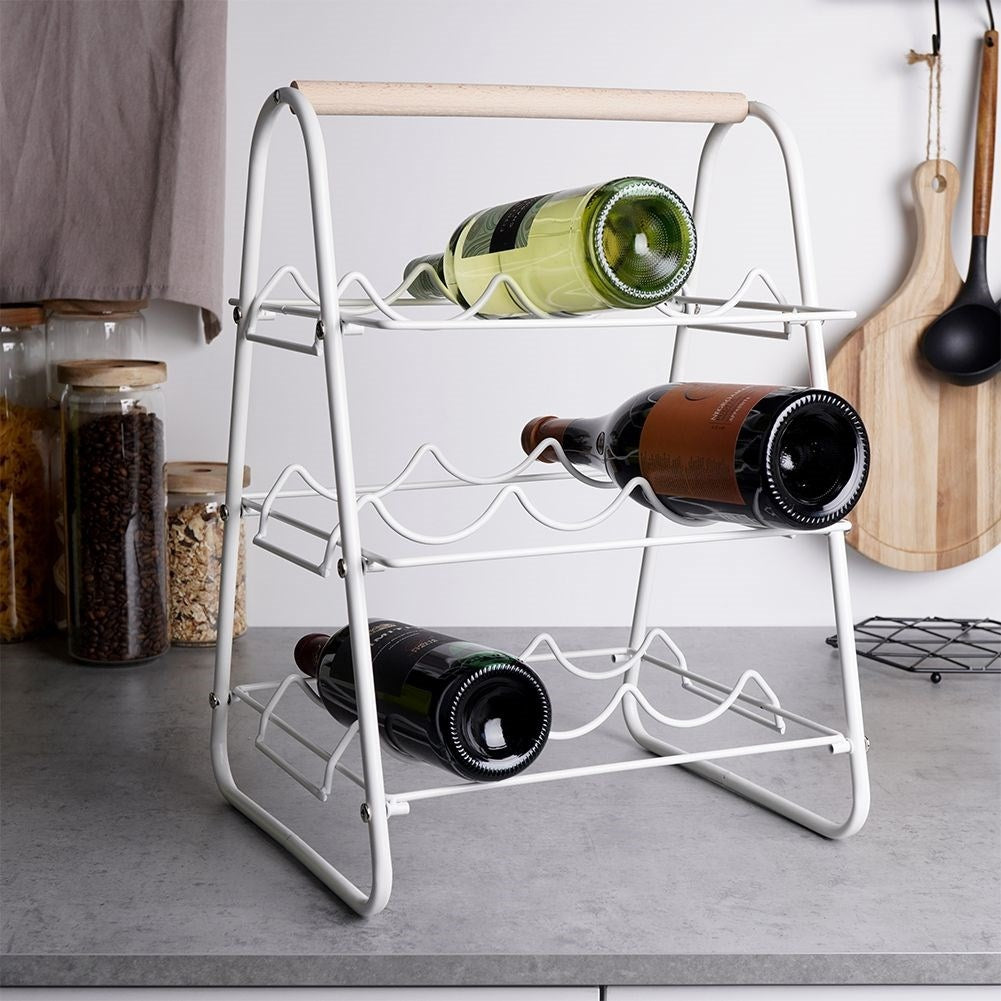 Wine rack in white metal for 9 bottles - elegant and practical