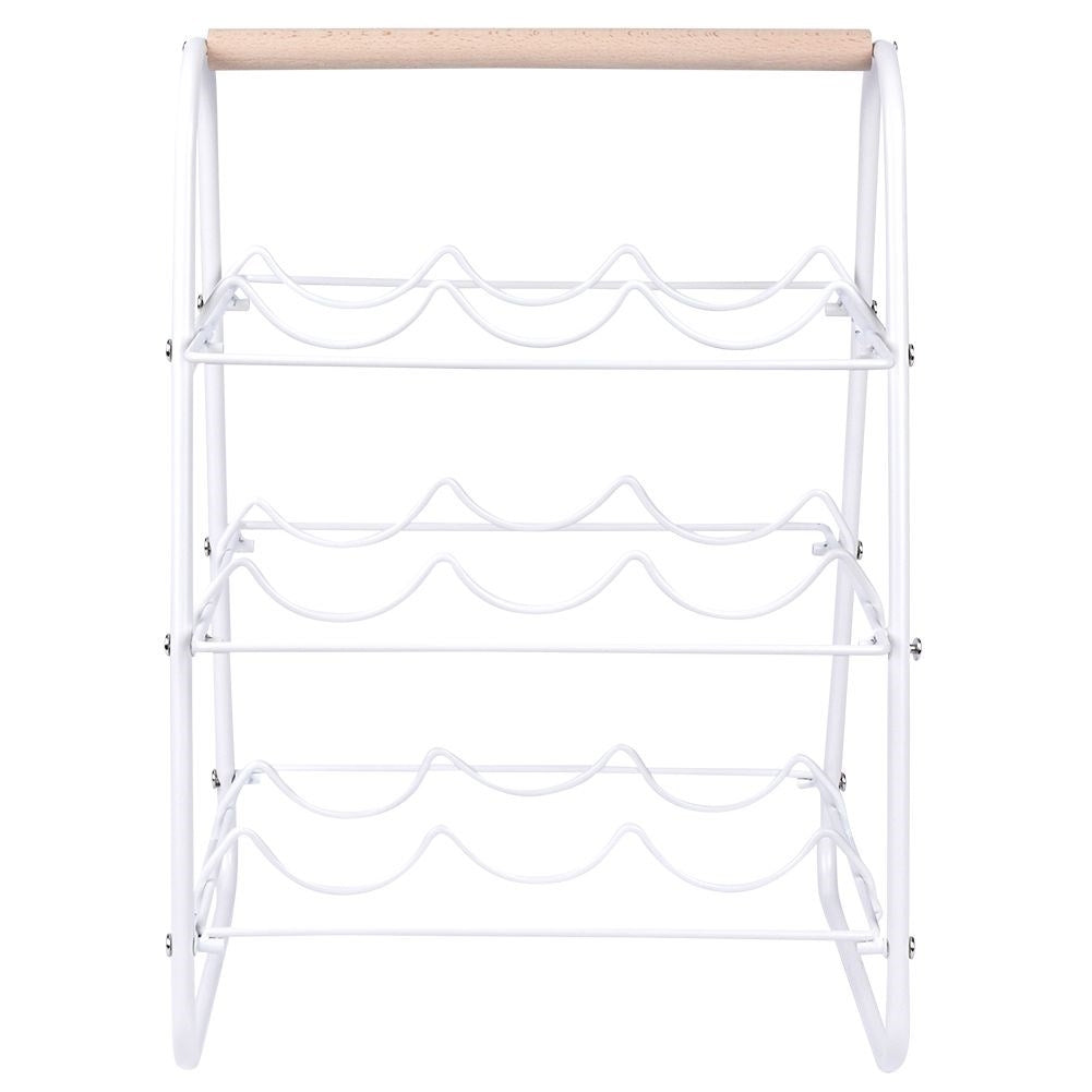 Wine rack in white metal for 9 bottles - elegant and practical