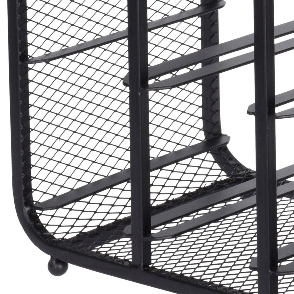 Wine rack metal black 20 bottles 45x63 cm