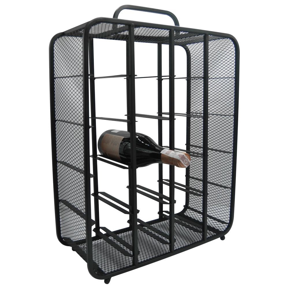 Wine rack metal black 20 bottles 45x63 cm