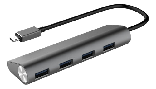 Winstar 4-port USB Type C Hub, 4xUSB ports, alu/black