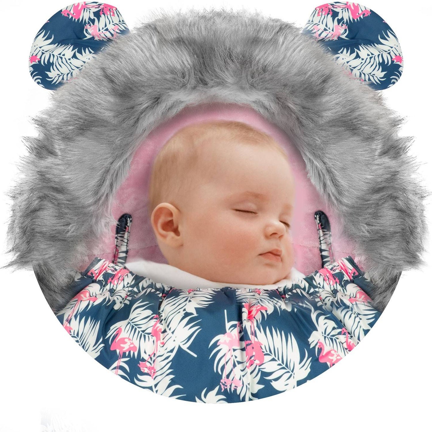 Winter bag for stroller and sled Elmi Ricokids - blue with flamingo pattern