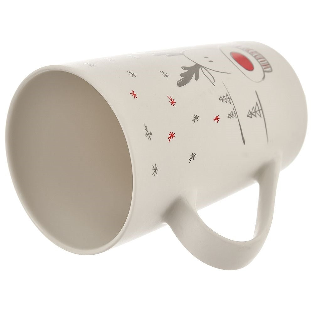 Winter mug in porcelain with reindeer motif, dishwasher safe