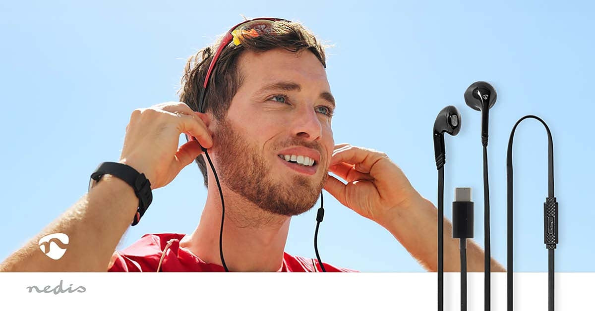 Wired Earphones | USB-C™ | Cable length: 1.20 m | Built-in microphone | Volume control | Black