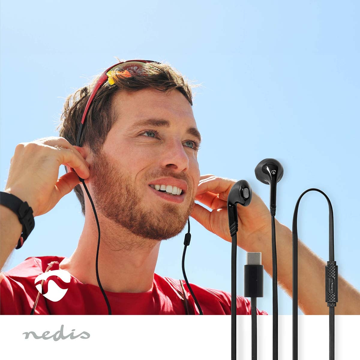 Wired Earphones | USB-C™ | Cable length: 1.20 m | Built-in microphone | Volume control | Black
