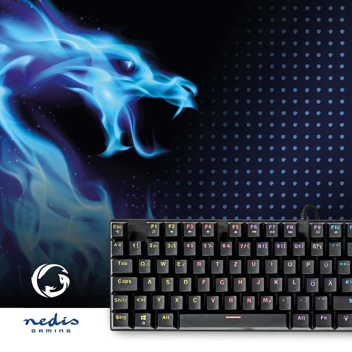 Wired Gaming Keyboard | USB Type-A | Mechanical Keys | LEDs | German | DE Layout | USB Power | Power cable length: 1.50 m | Game