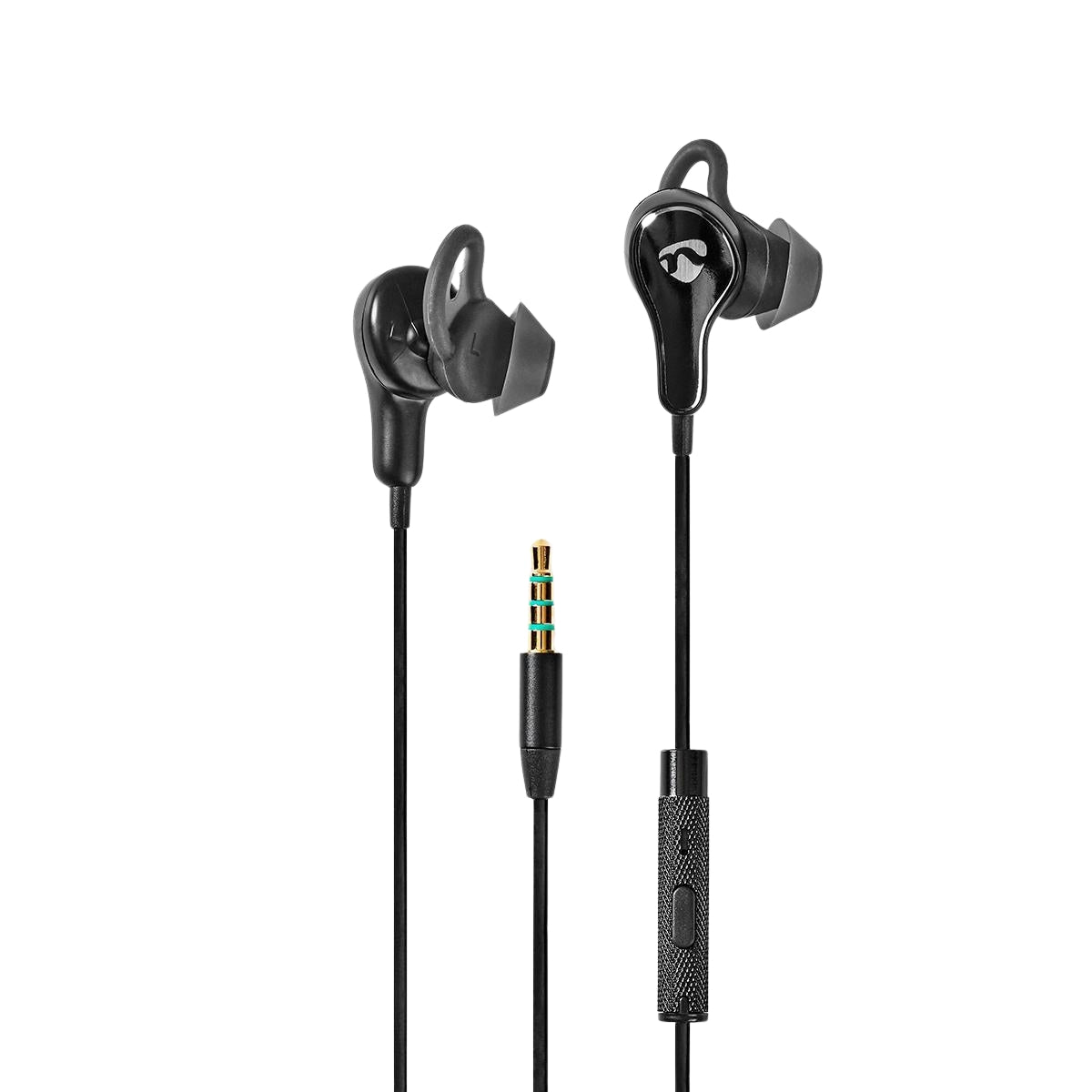 Wired Headphones | 3.5 mm | Cable length: 1.20 m | Built-in microphone | Volume Control | Ear Wings | Black