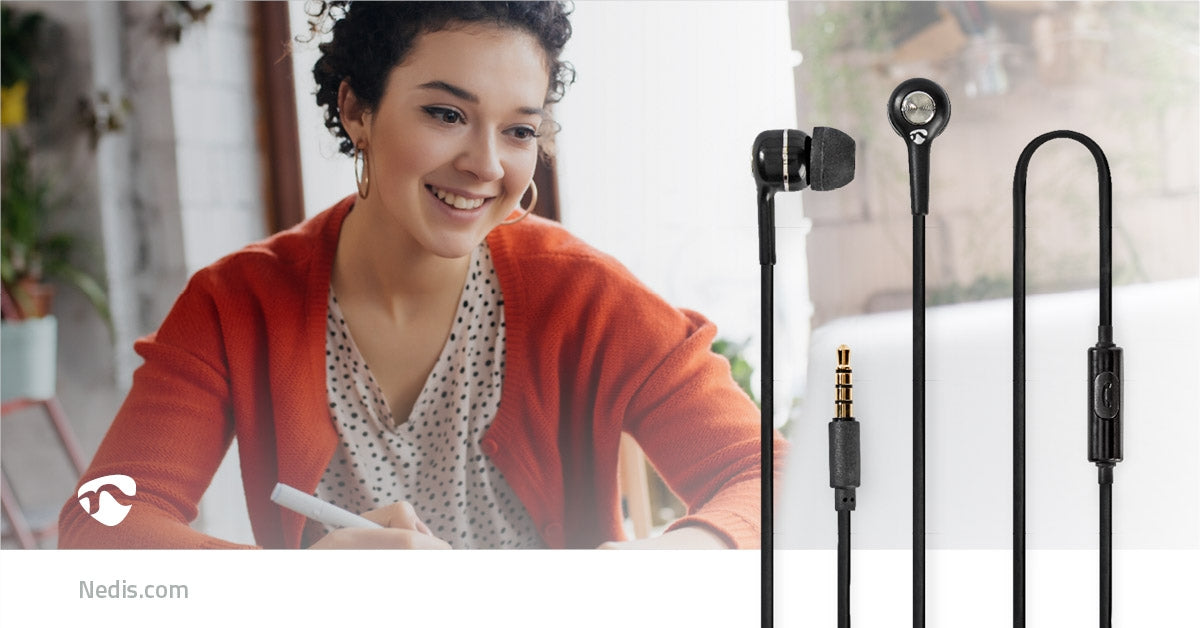 Wired Headphones | 3.5 mm | Cable length: 1.20 m | Built-in microphone | Volume Control | Silver / Black