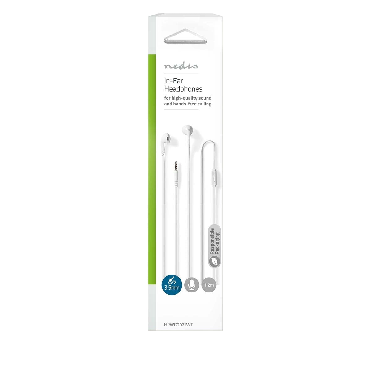 Wired Headphones | 3.5 mm | Cable length: 1.20 m | Built-in microphone | Volume Control | White