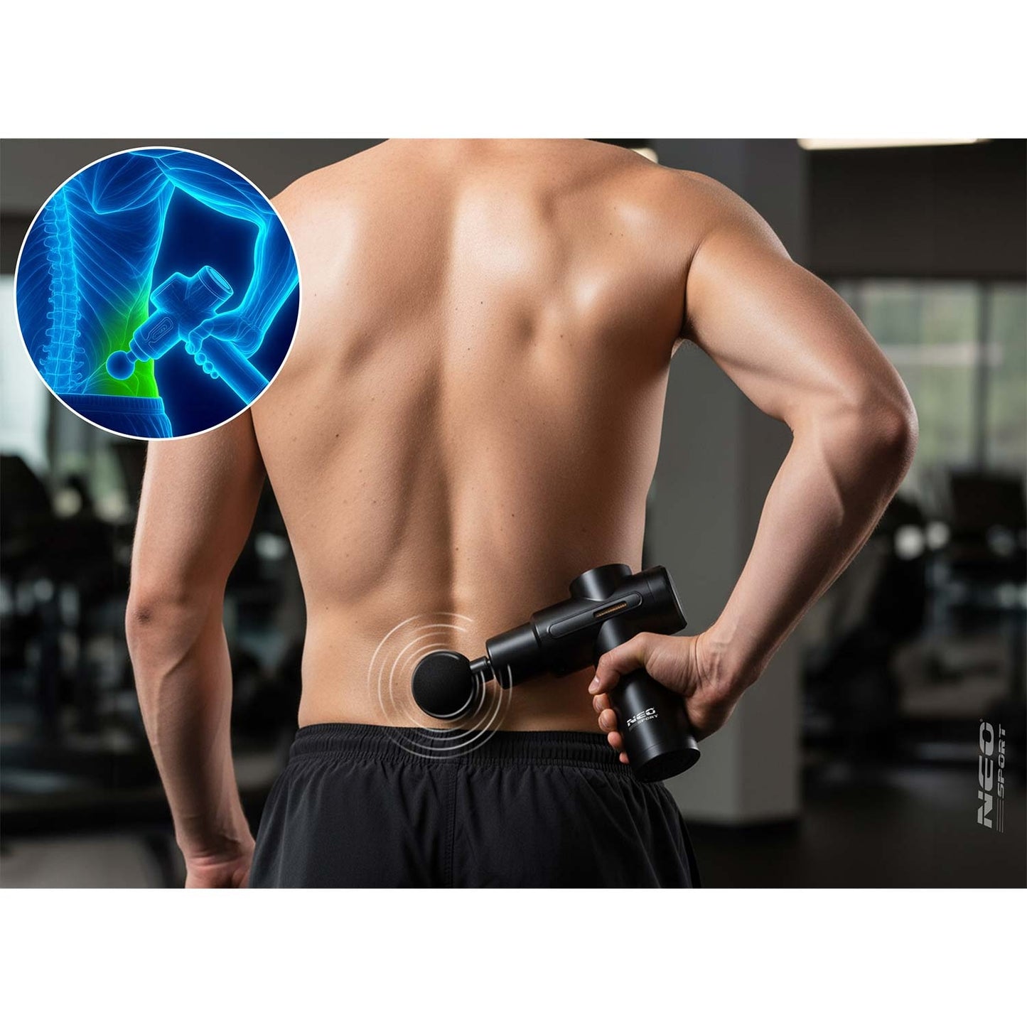 Wireless Body Massage Gun with 6 Attachments, Black