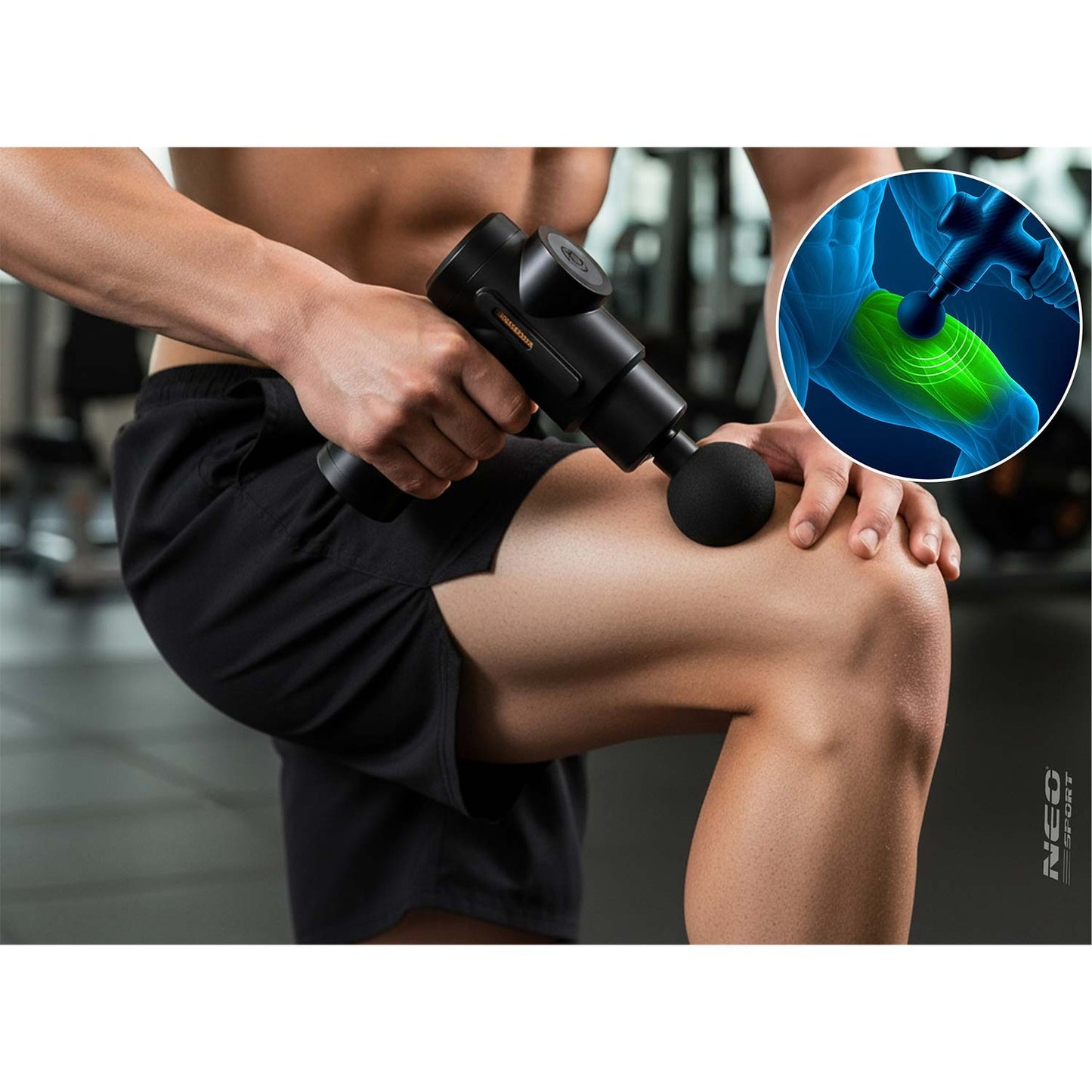 Wireless Body Massage Gun with 6 Attachments, Black