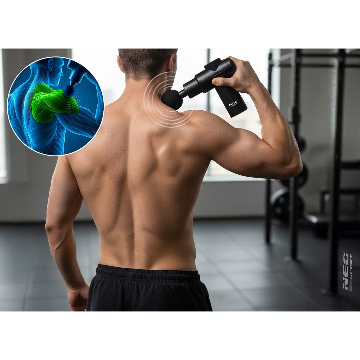 Wireless Body Massage Gun with 6 Attachments, Black