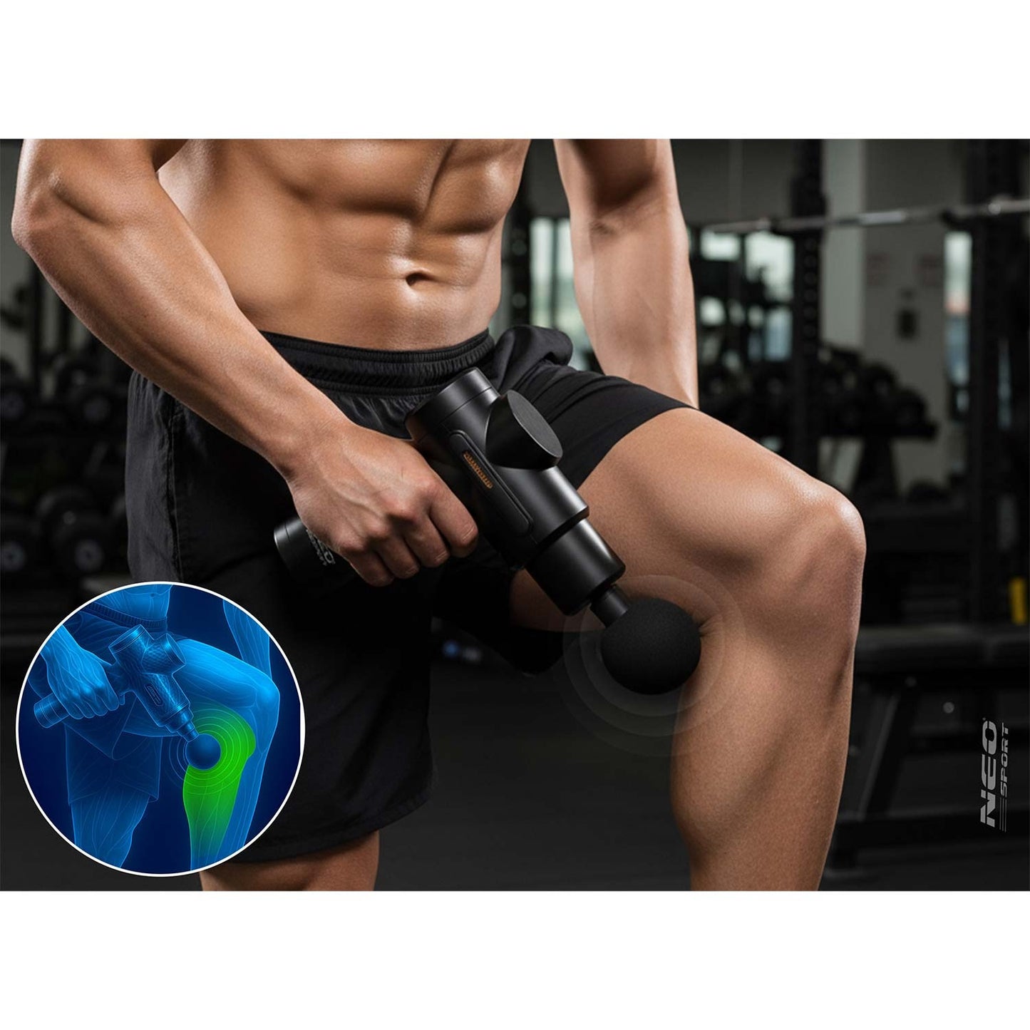 Wireless Body Massage Gun with 6 Attachments, Black
