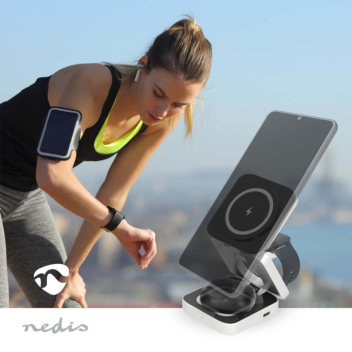 Wireless Charger | 3-in-1 | 2.5 / 5 / 15 W | LED-indicator in use | Including cable | USB-A / USB-C™ | 1.50 m