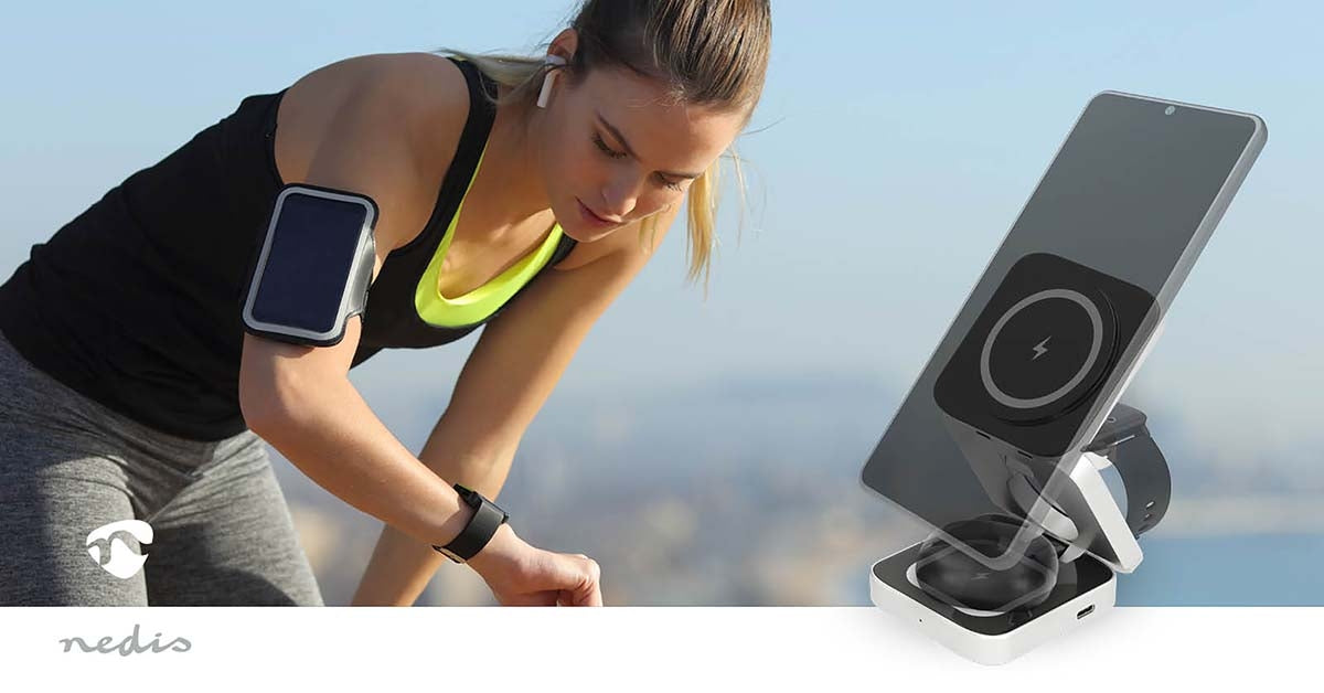 Wireless Charger | 3-in-1 | 2.5 / 5 / 15 W | LED-indicator in use | Including cable | USB-A / USB-C™ | 1.50 m