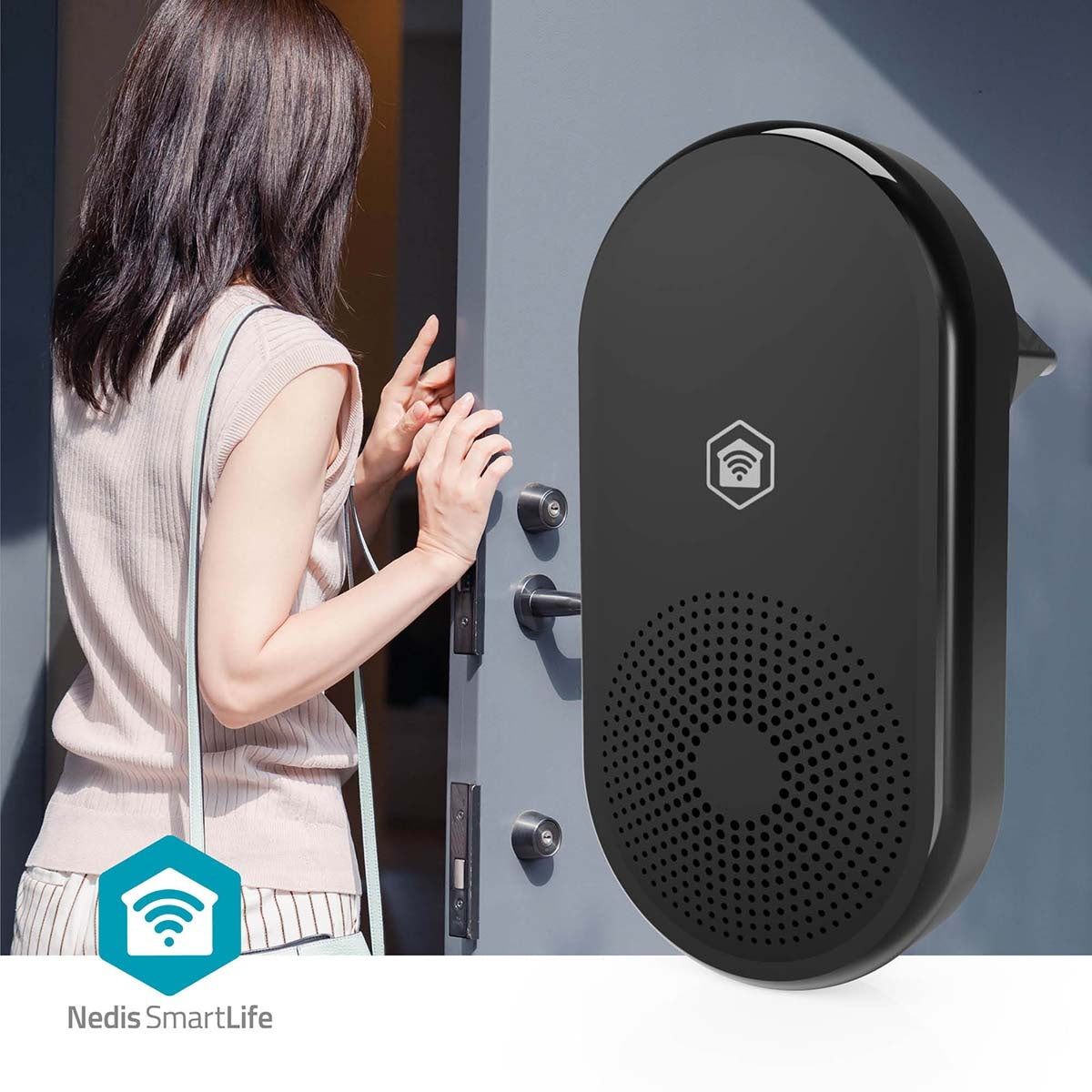 Wireless Door Chime, 55 Sounds, Adjustable Volume, Black