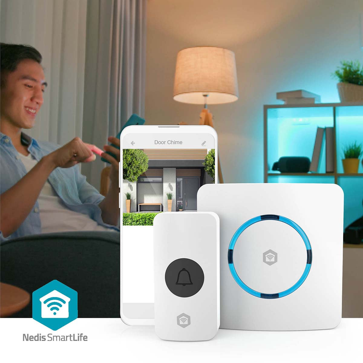 Wireless Doorbell Chime with Wi-Fi, 60 Melodies, White