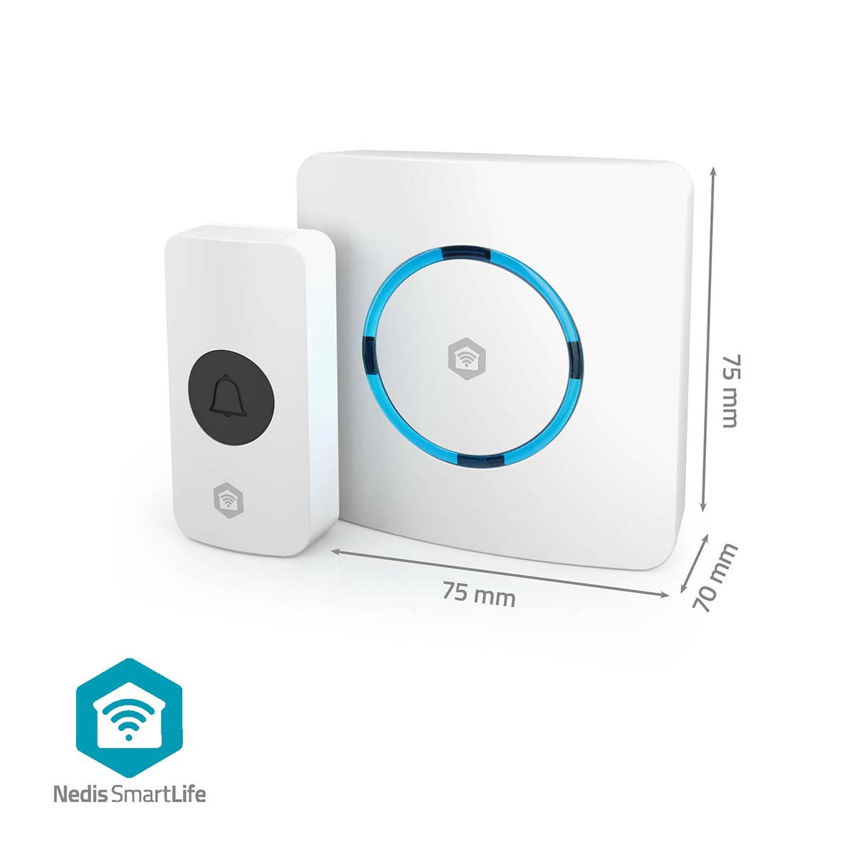 Wireless Doorbell Chime with Wi-Fi, 60 Melodies, White