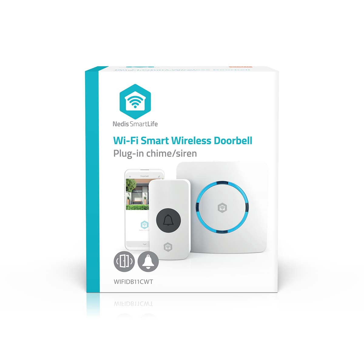 Wireless Doorbell Chime with Wi-Fi, 60 Melodies, White