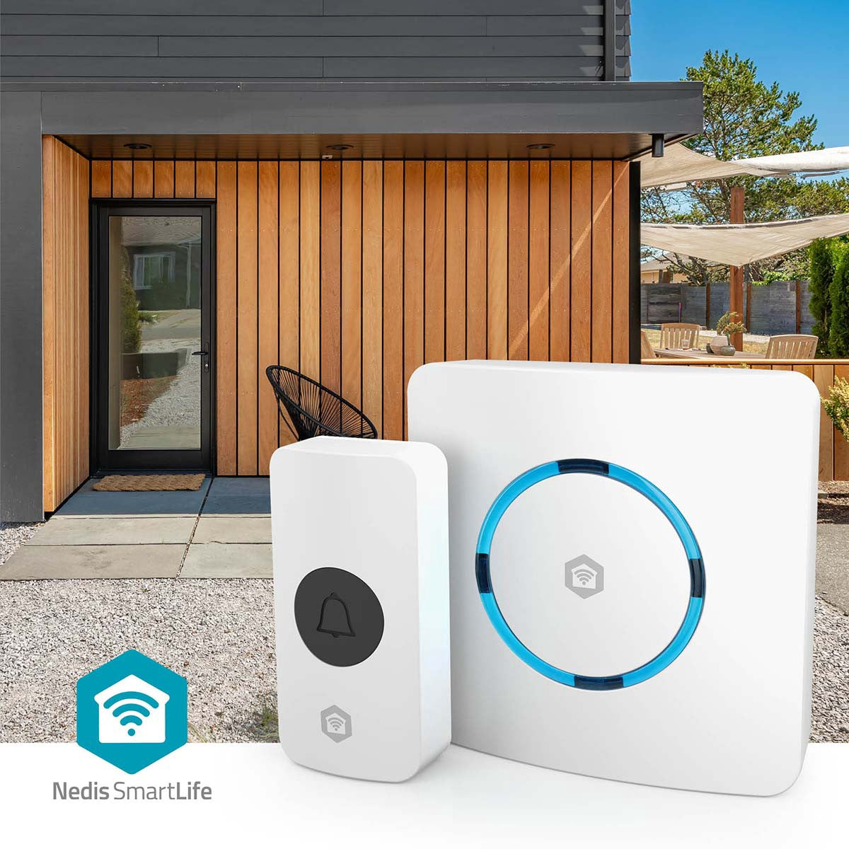 Wireless Doorbell Chime with Wi-Fi, 60 Melodies, White