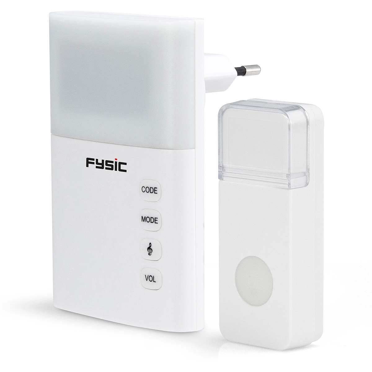 Wireless Doorbell with Flash Light, White, Splash-Proof