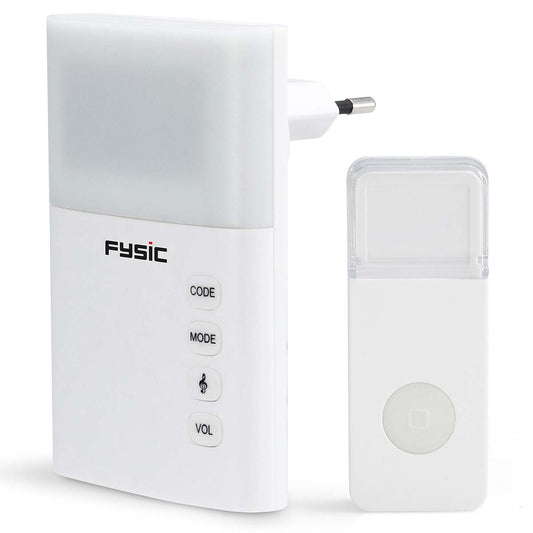 Wireless Doorbell with Flash Light, White, Splash-Proof