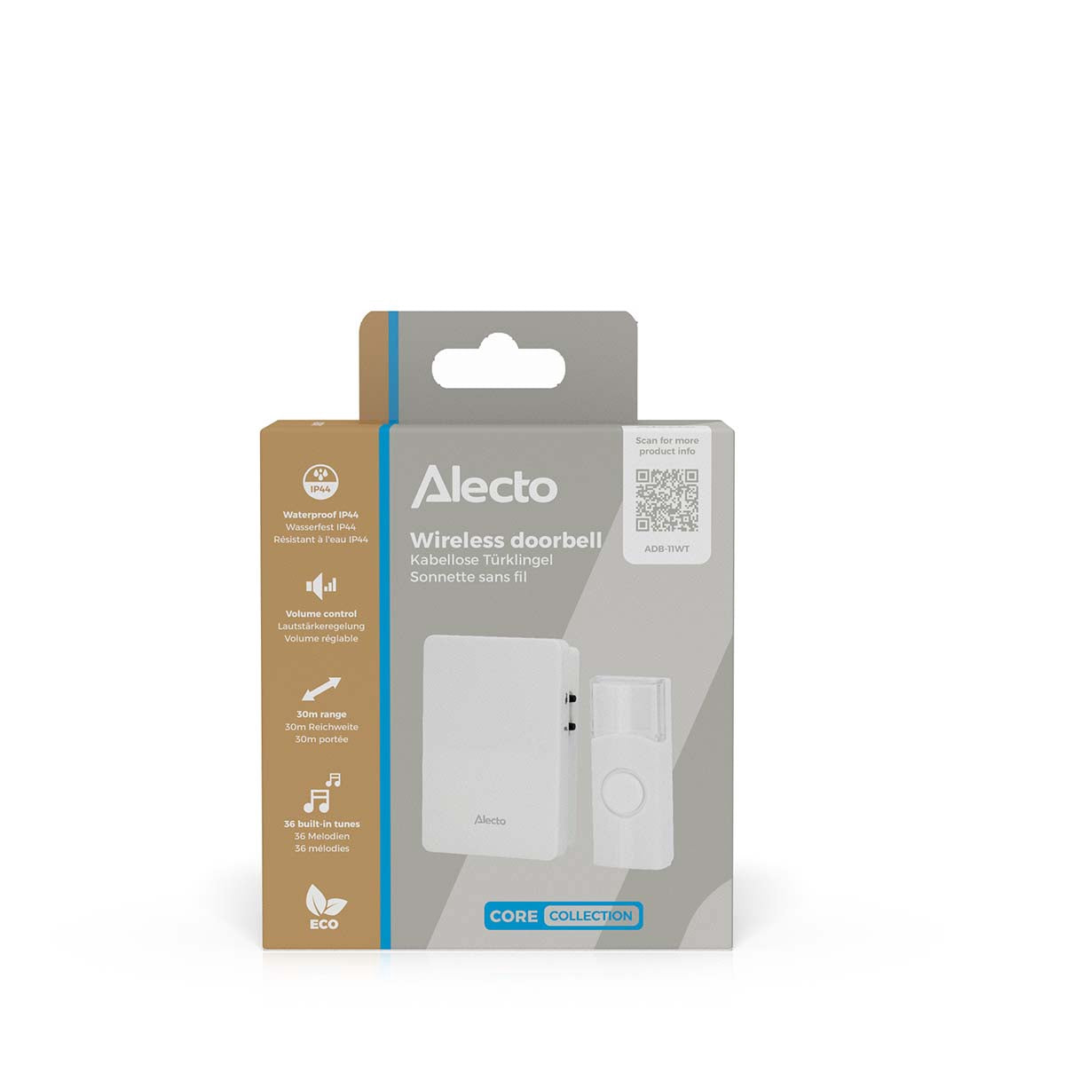 Wireless Doorbell with Receiver, 30m Range, 36 Chimes