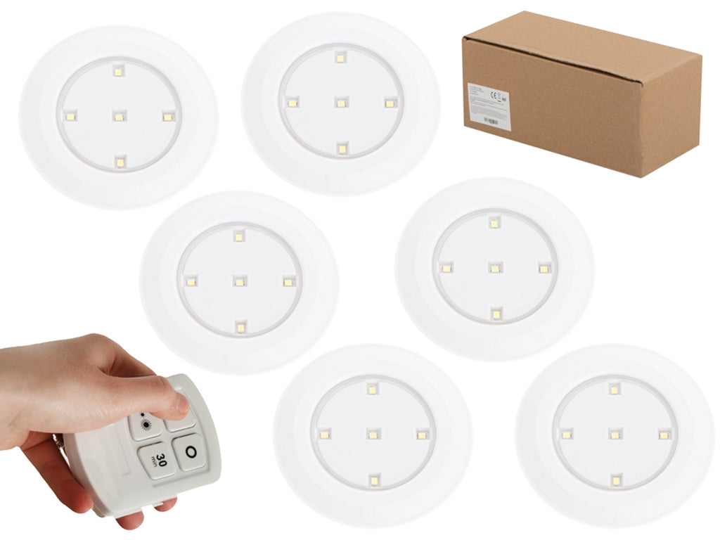 Wireless LED lamp with batteries 6pcs. + remote control