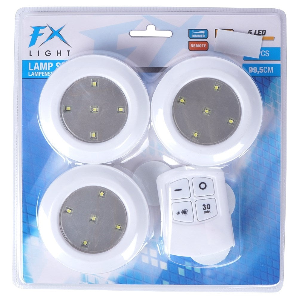 Wireless LED lights with remote control and timer, 3-pack