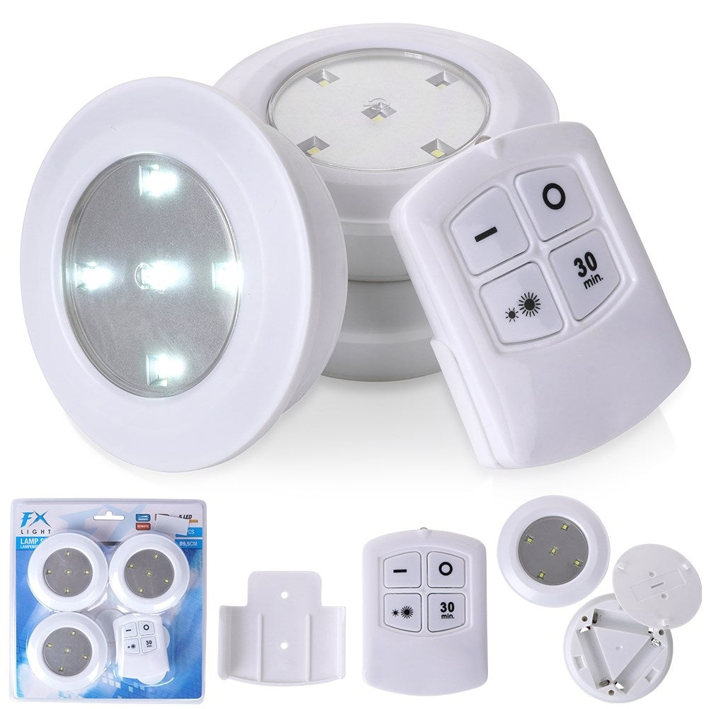 Wireless LED lights with remote control and timer, 3-pack