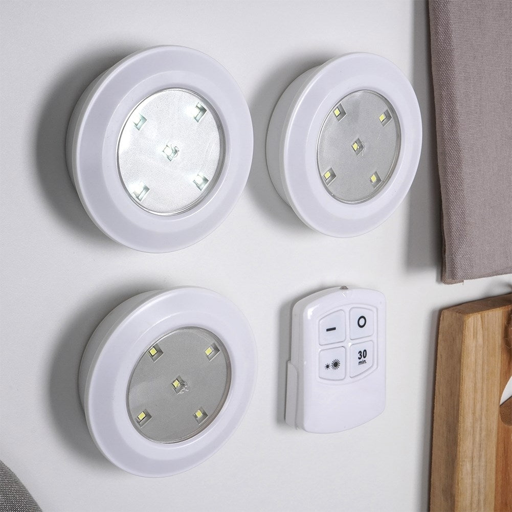 Wireless LED lights with remote control and timer, 3-pack