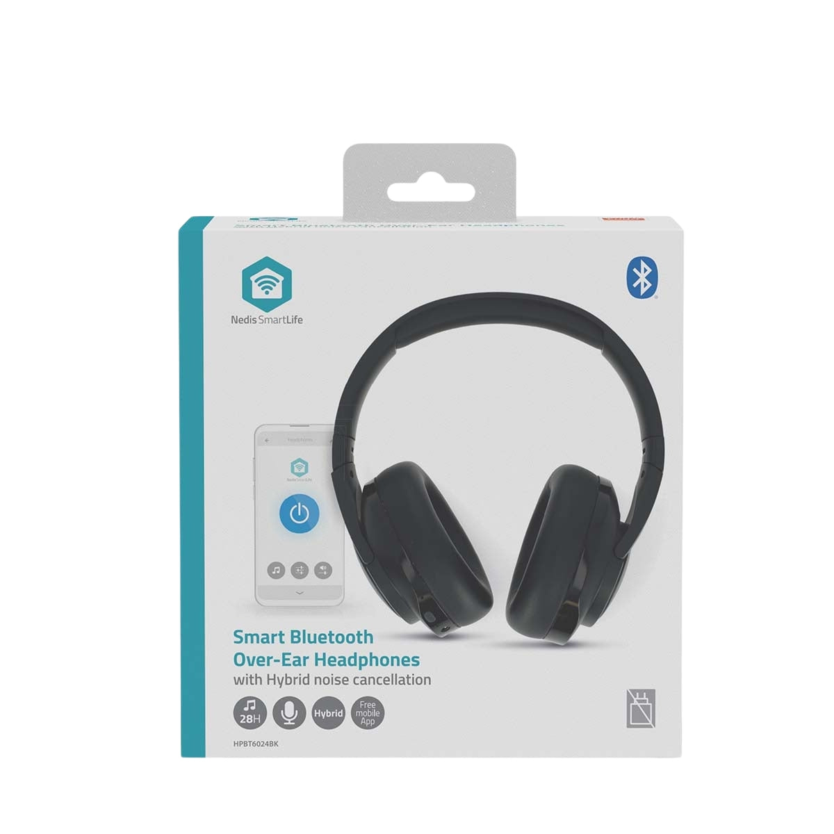 Wireless Over-Ear Headphones | Maximum battery play time: 28 hrs | Built-in microphone | Press Control | Hybrid (ENC + ANC) | Voice control support | Volume control | Black