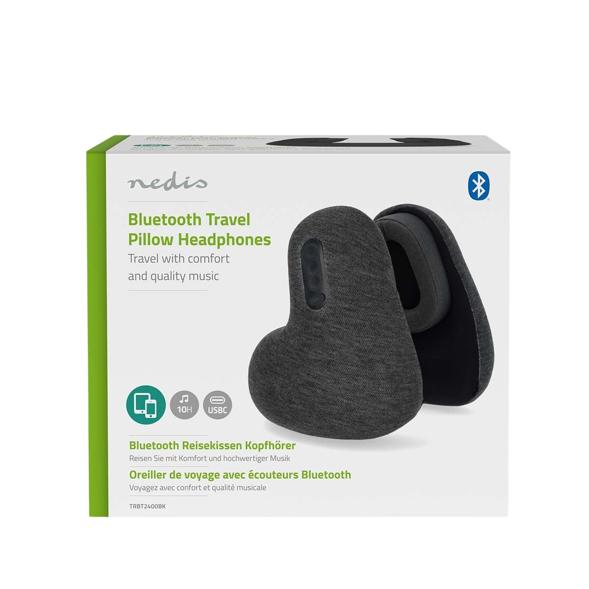 Wireless Over-Ear Headphones | Travel pillow | Maximum battery play time: 11 hrs | Built-in microphone | Press Control | Voice control support | Volume control | Anthracite