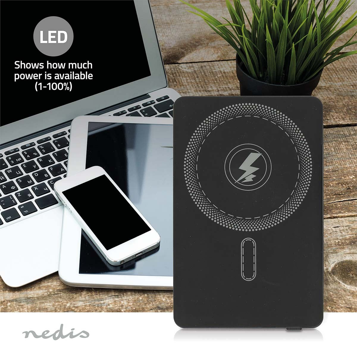 Wireless Powerbank 5000mAh, USB-C, 20W PD, MagSafe Compatible