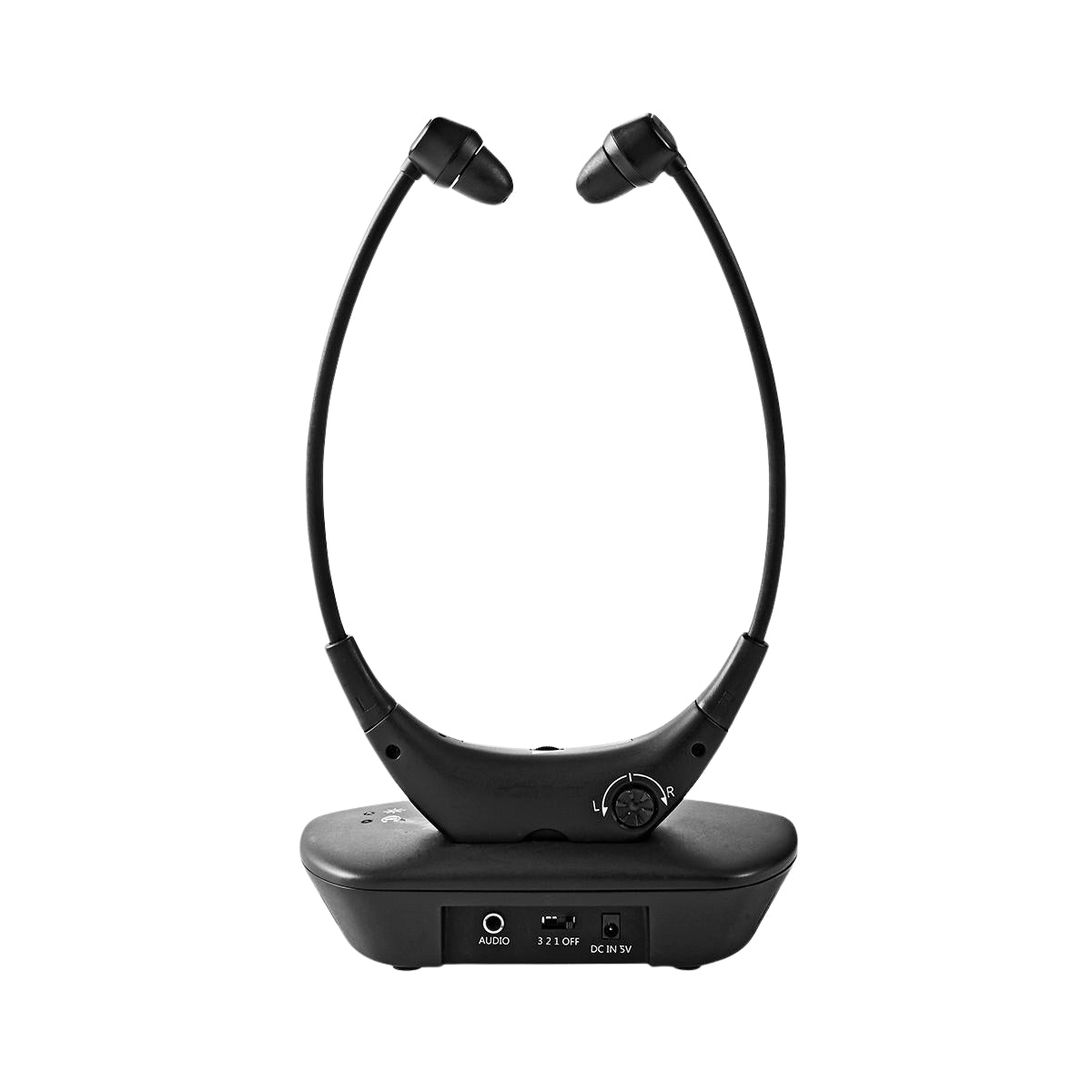 Wireless TV Headphones | RF | In-Ear | Maximum battery life: 4.5 hours | 35 m| Digital Audio | Battery dock | Balance control | Black