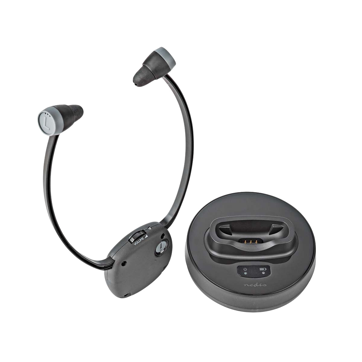 Wireless TV Headphones | RF | In-Ear | Maximum battery play time: 7 hrs | 25 m | Digital Audio | Charging dock | Balance control | Hearing impaired support | Black