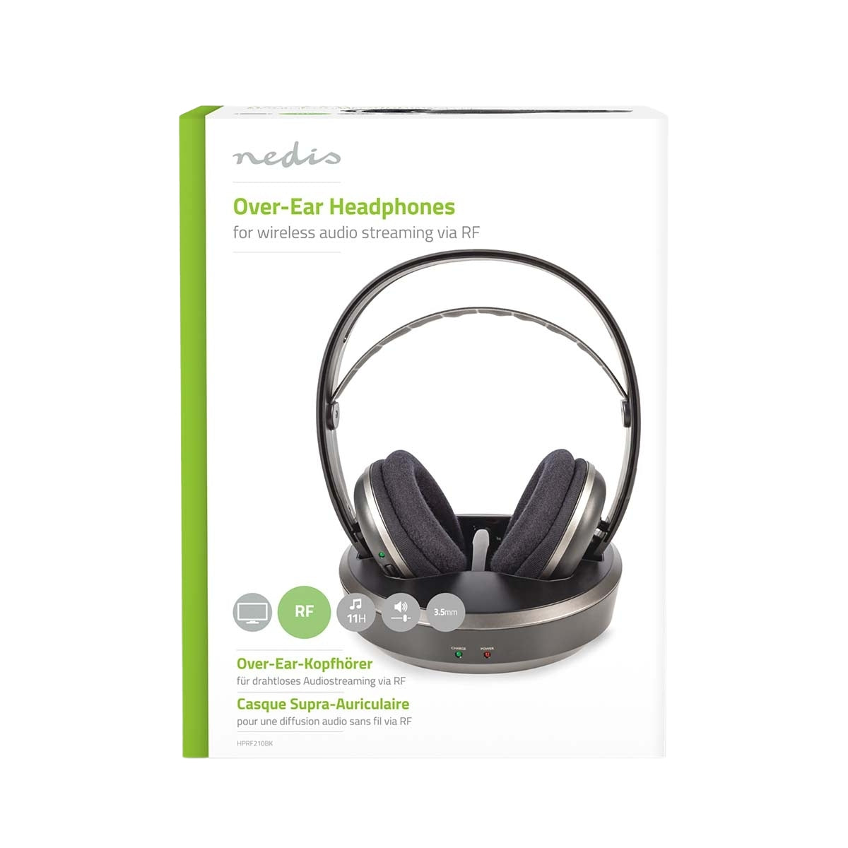 Wireless TV Headphones | RF | Over-Ear | Maximum battery life: 11 hours | 100 m | Digital Audio | Battery dock | Silver / Black